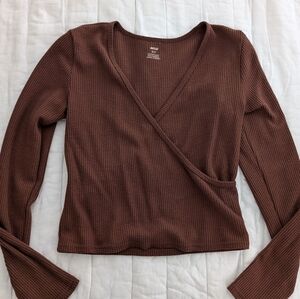 Aerie waffle long sleeve crop top small